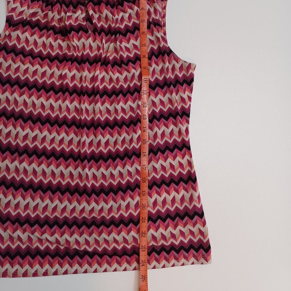 Women's Worthington Red/Black/Pink/Purple Zig-Zag Pattern Top Size Medium - Picture 7 of 8